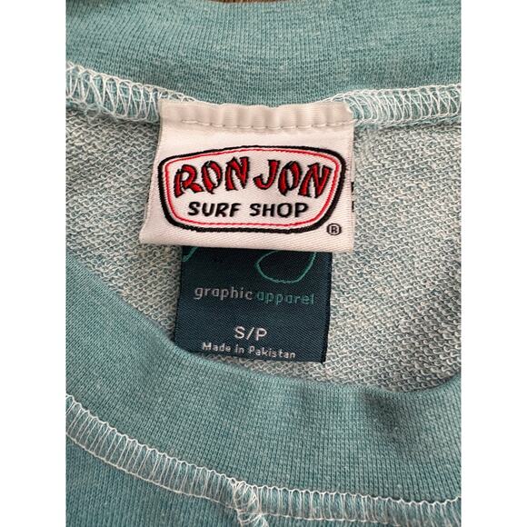 Ron Jon Surf Shop Crewneck Sweatshirt SMALL Aqua Distressed - Picture 4 of 4